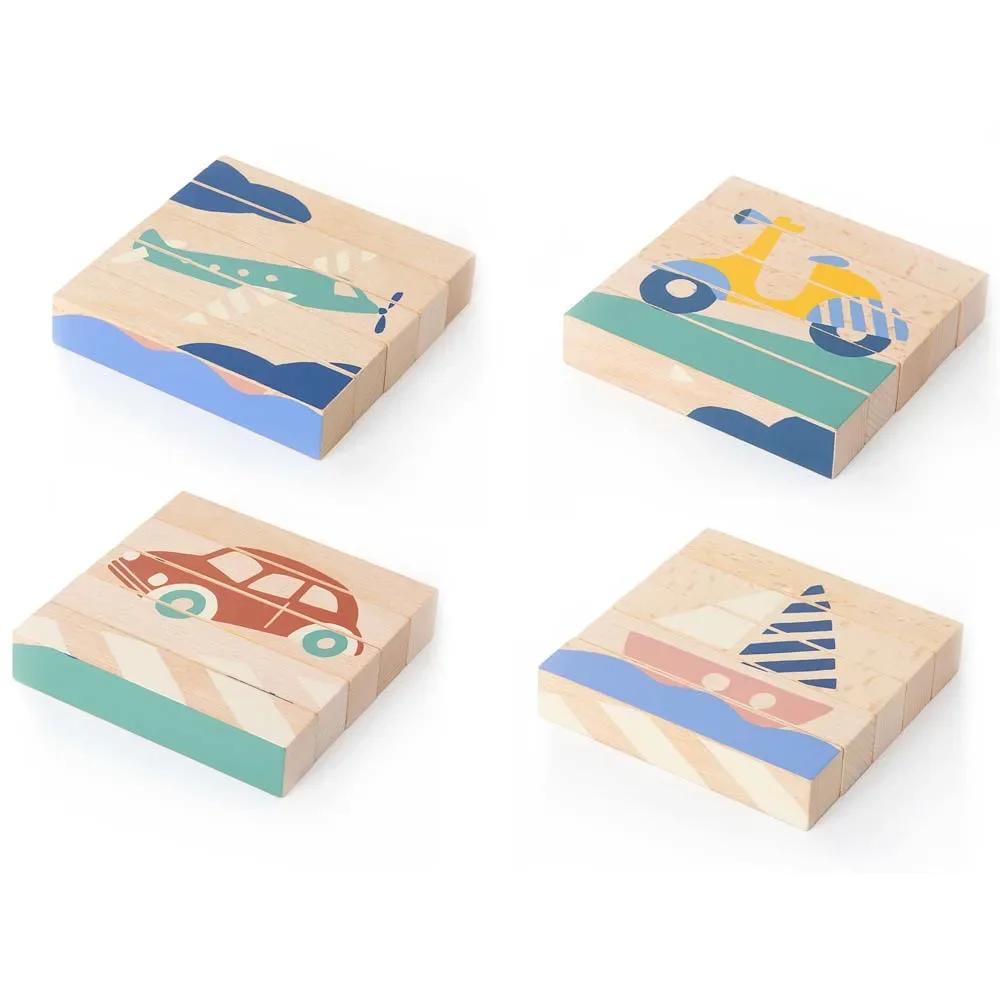 "Nobodinoz cubes en bois / puzzle véhicules image"