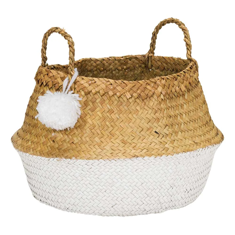 "Kidsdepot Panier de rangement rond en algue marine, petit, blanc, naturel image"