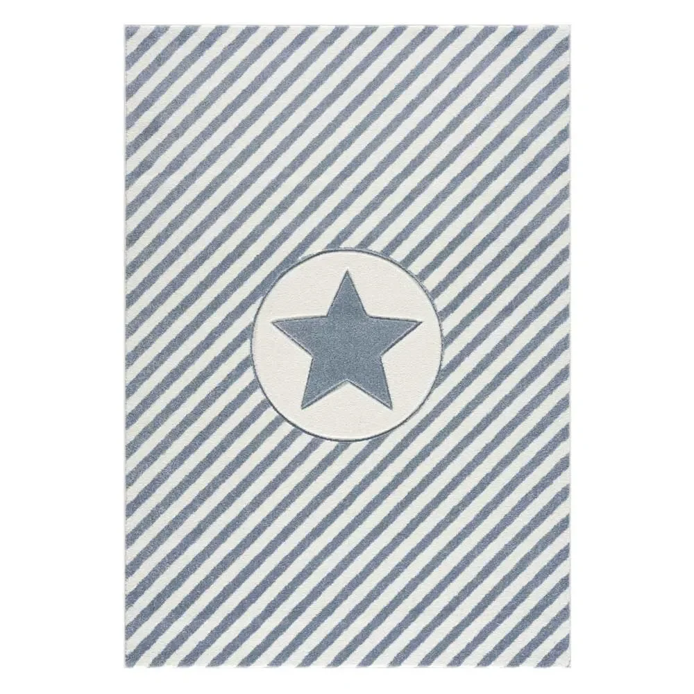 "Livone Tapis étoile & diagonale rayures bleu, Taille de tapis: 120 x 180 cm image"