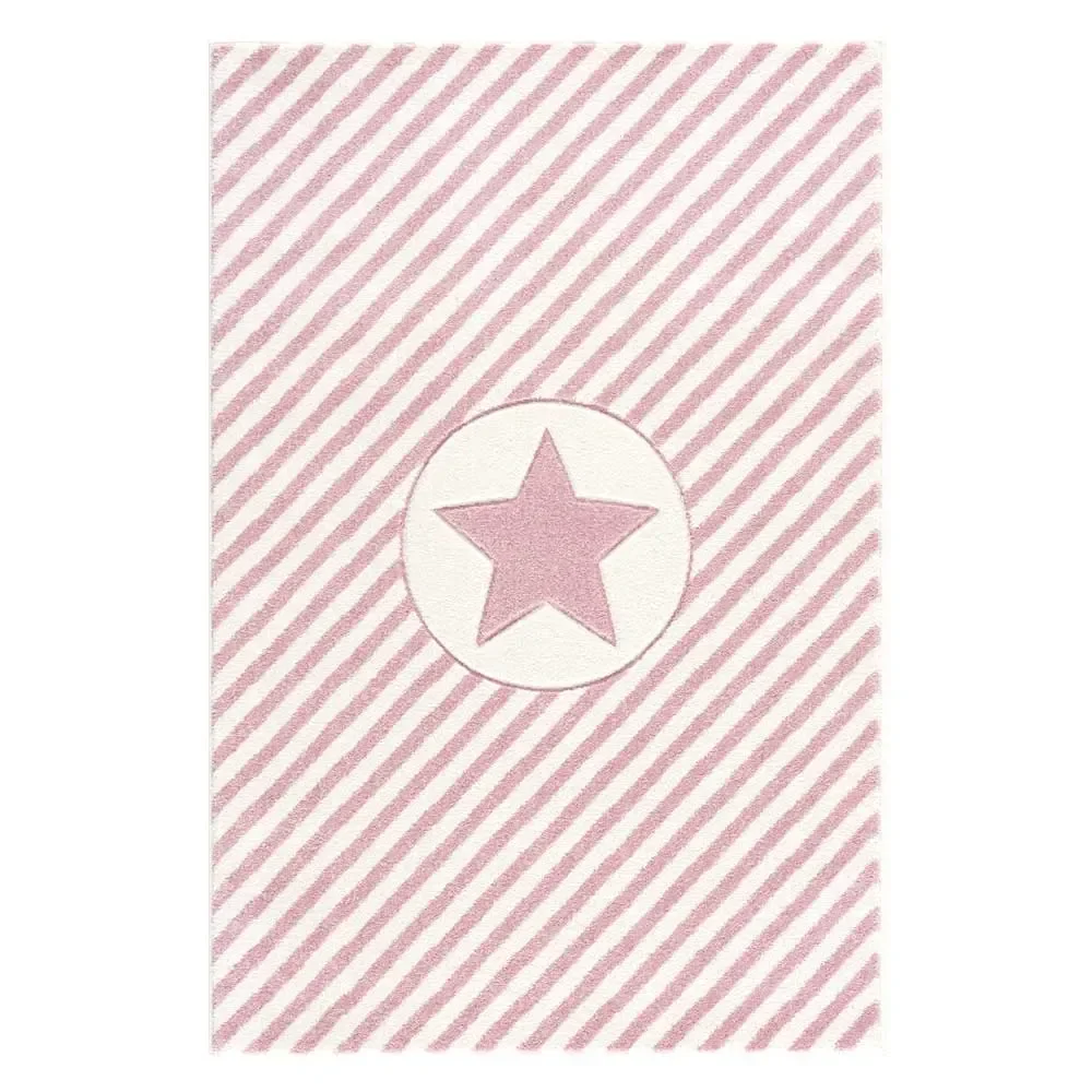 "Livone Tapis Étoile & Diagonale rayures roses, Taille de tapis: 160 x 230 cm image"