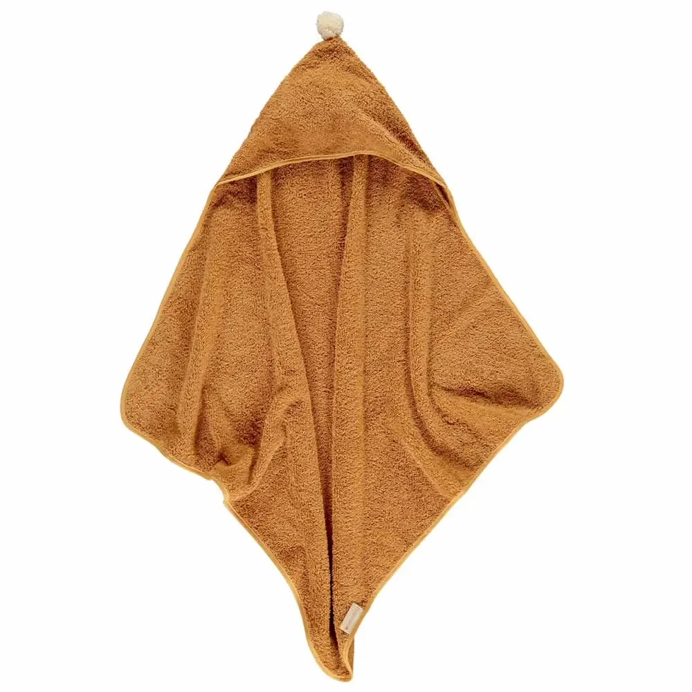 "Nobodinoz Baby serviette de bain à capuche caramel image"