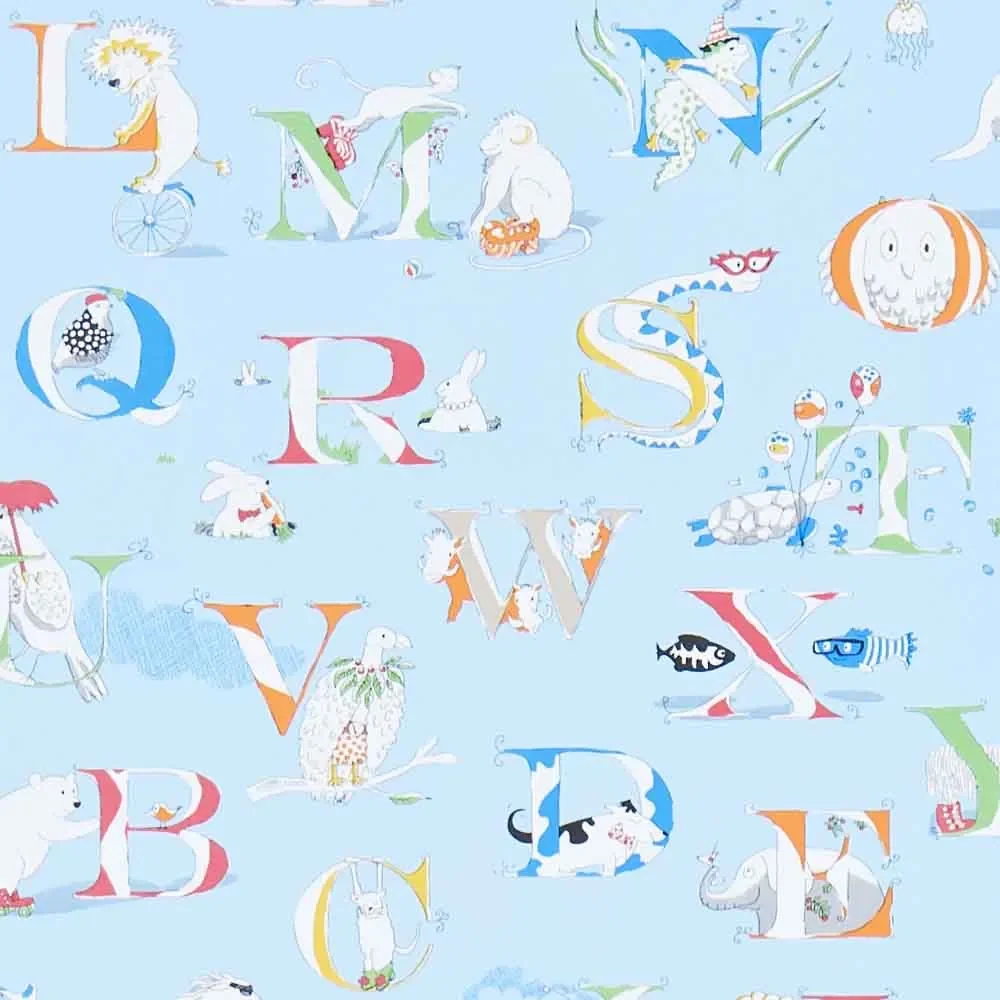 "Little Sanderson Abracazoo papier peint alphabet bleu clair image"