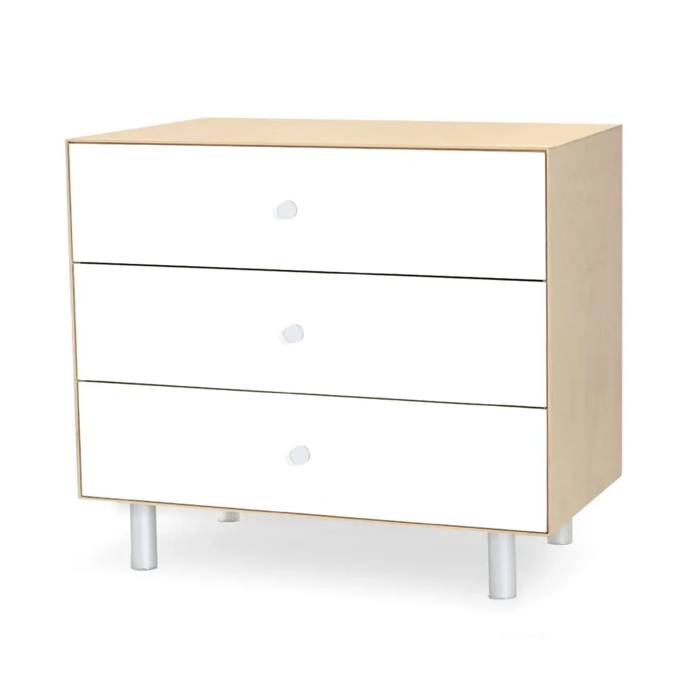 "Oeuf Commode Merlin 3 tiroirs blanc/bouleau Pieds Classic image"