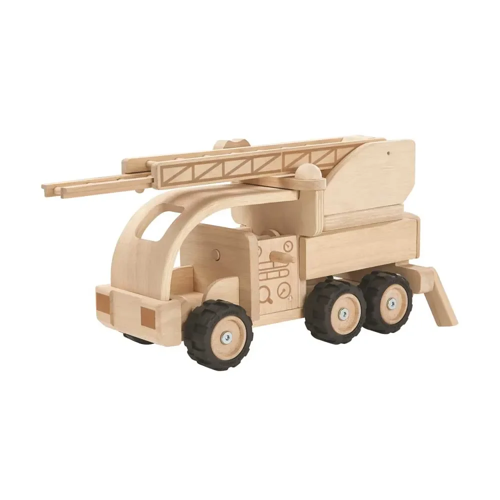 "Plan Toys Camion de pompiers en bois naturel image"