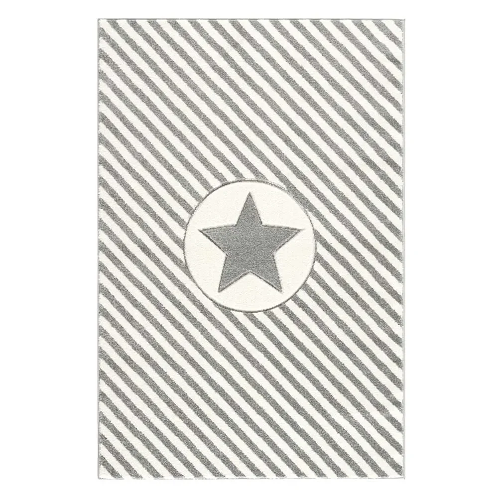 "Livone tapis étoile & diagonale rayures gris, Taille de tapis: 160 x 230 cm image"