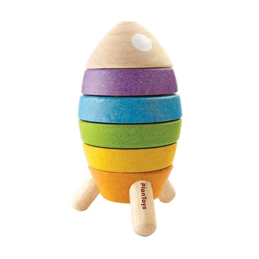 "Plan Toys Tour d'empilage Fusée multicolore image"