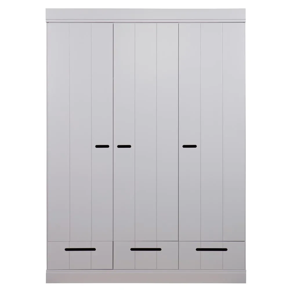 "WOOOD Armoire 3 portes extensible tiroirs bois gris image"