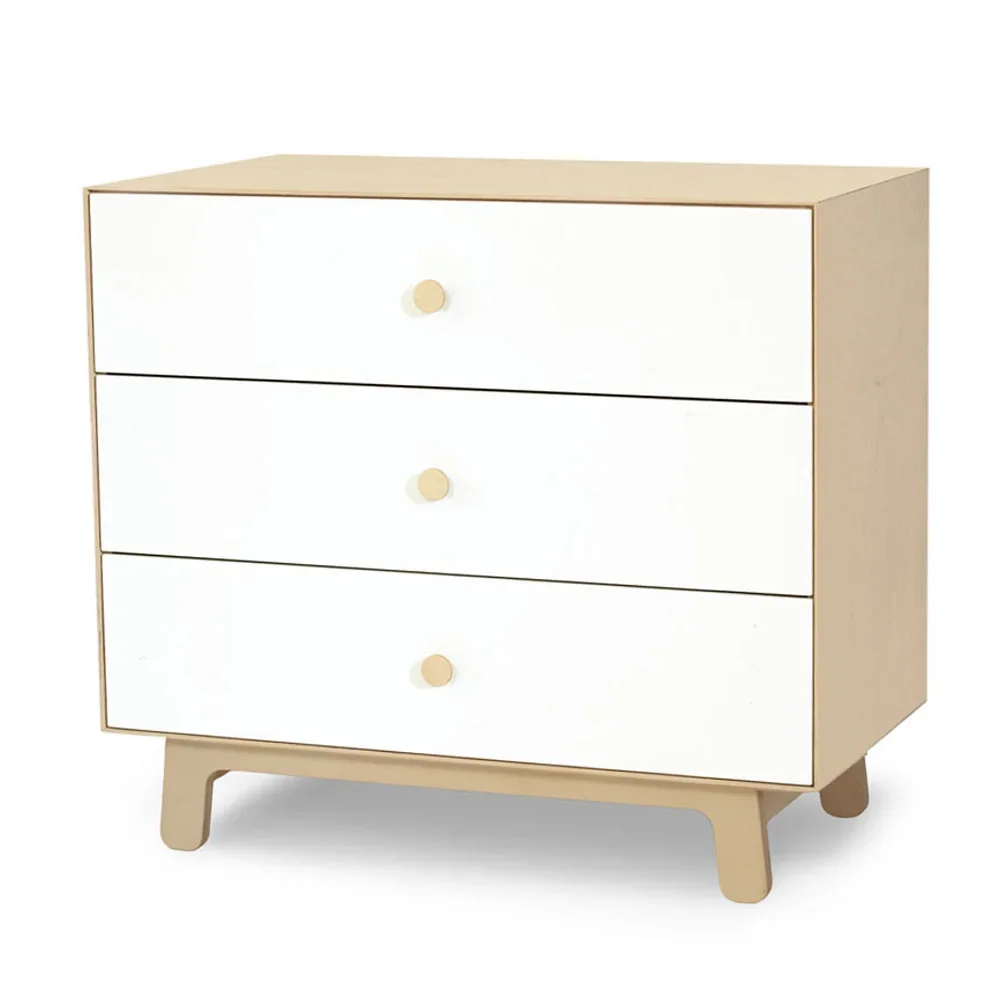 "Oeuf Commode Merlin 3 tiroirs blanc/bouleau pieds Sparrow, Couleur des pieds: bouleau image"