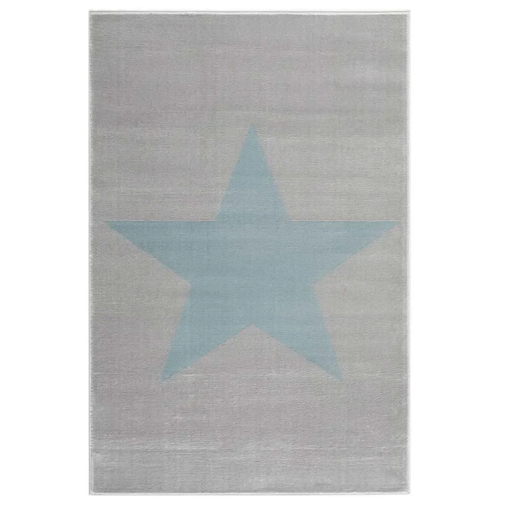 "Livone Tapis pour enfants étoile bleu sur gris, Taille de tapis: 160 x 230 cm image"