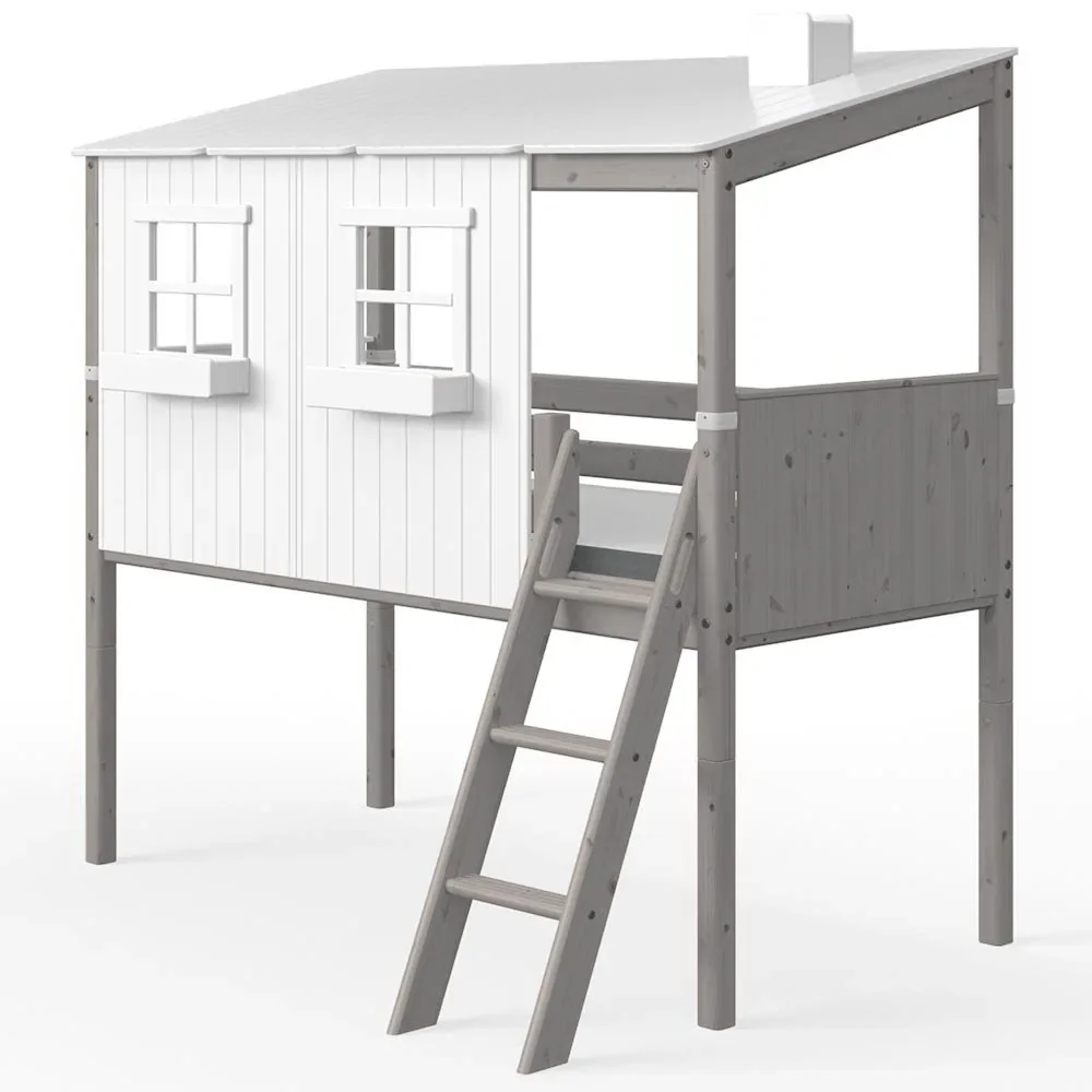 Flexa lit mi-hauteur maison blanc gris