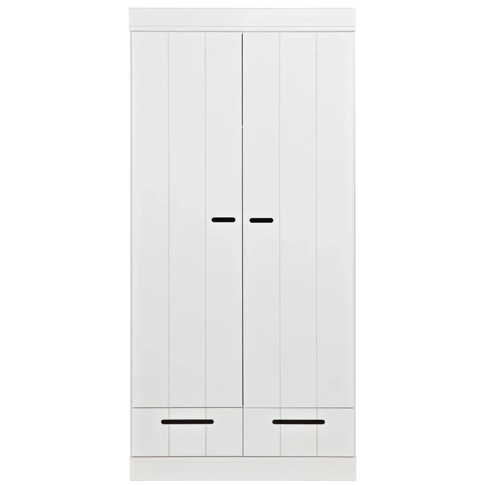"WOOOD Armoire 2 portes extensible tiroirs blanc image"