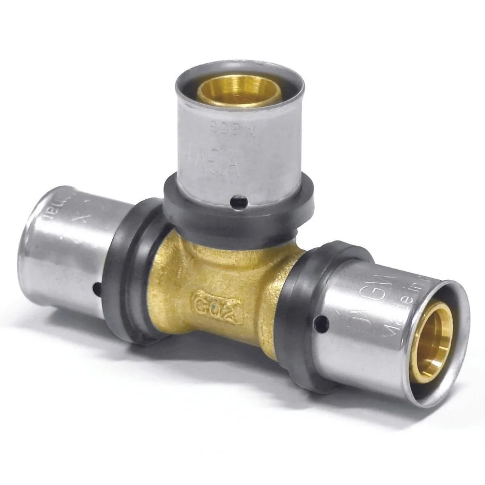 "Té à Sertir Multicouche 26 x 3 mm, Certifié DVGW, pour Eau Potable et Chauffage image"