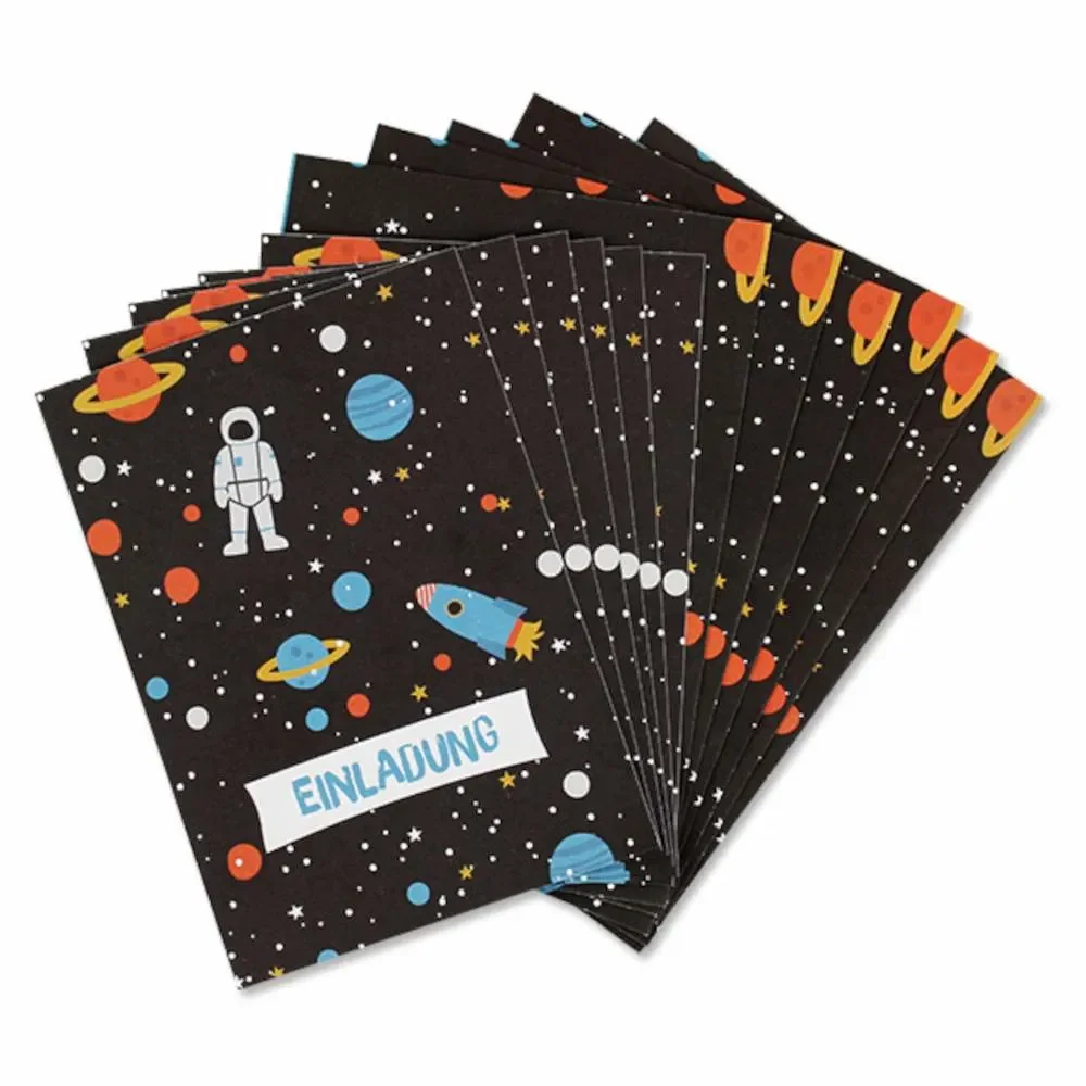 "Ava & Yves Set de cartes d'invitation Fusée image"