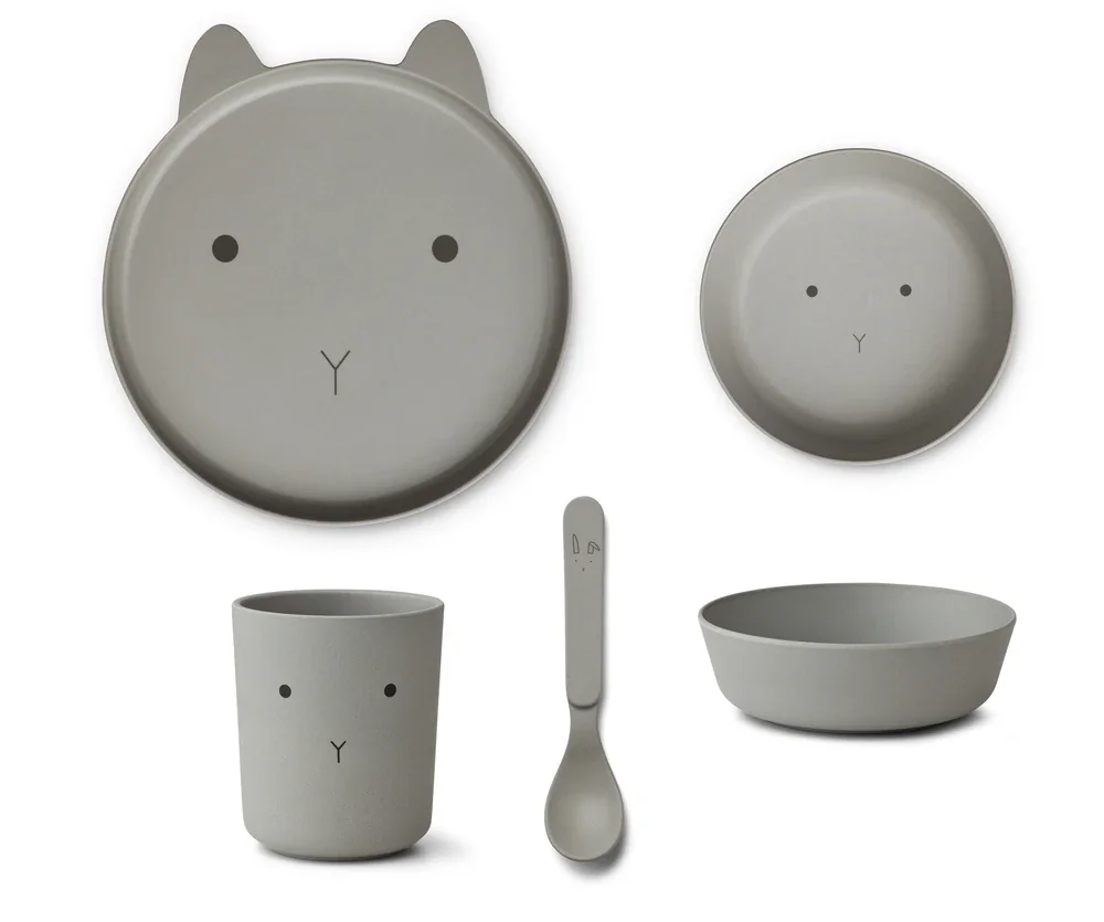 Vaisselle pour enfants Liewood Brody, set de 4 pièces, couleur : Rabbit Dove Blue