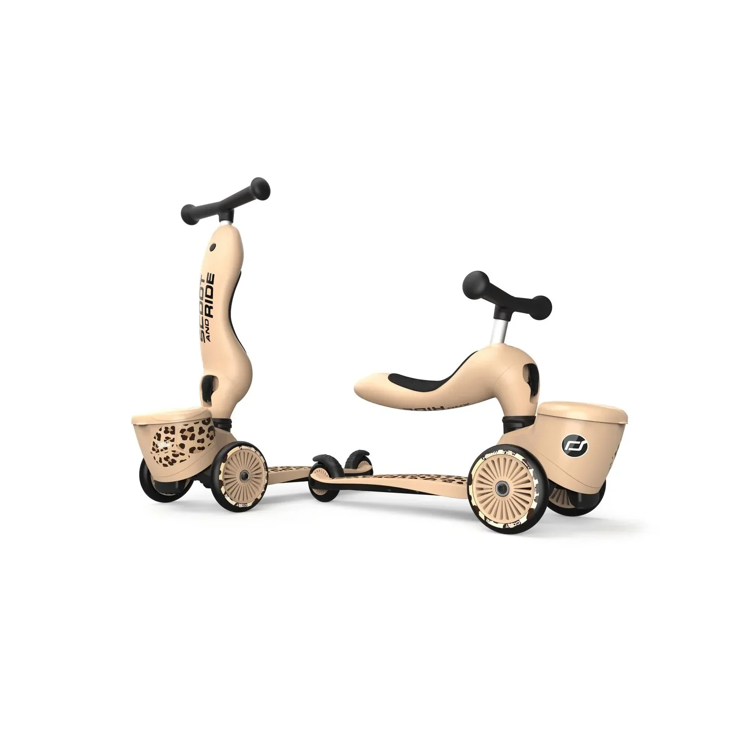 Scoot & Ride Highwaykick 1 Lifestyle, 2in1 Kickbike, Trottinette, Couleur: Léopard