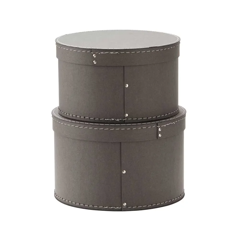 Kids Concept Lot de 2 boîtes rondes en carton gris