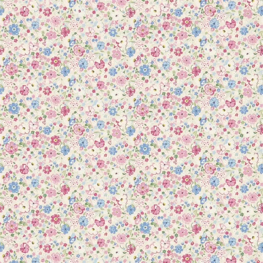 "Little Sanderson Abracazoo tissu à motif prairie fleurie crème rose bleu clair image"