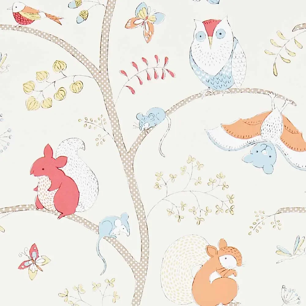 "Little Sanderson Abracazoo papier peint animaux arbre rouge gingembre image"