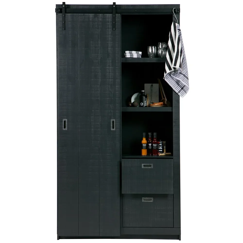 "Woood Armoire à porte coulissante sciée noir image"