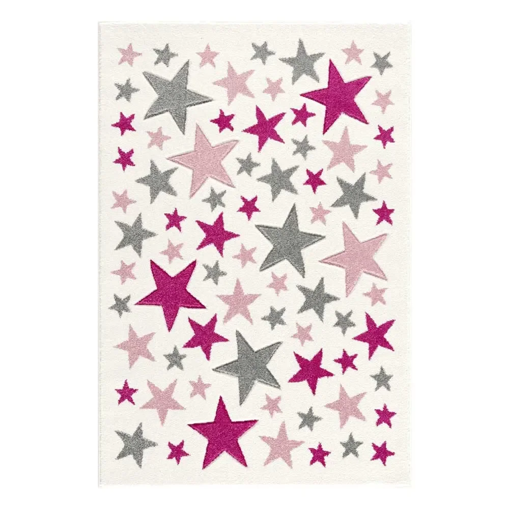 "Livone Tapis pour enfants Stella étoiles rose gris, Taille de tapis: 120 x 180 cm image"