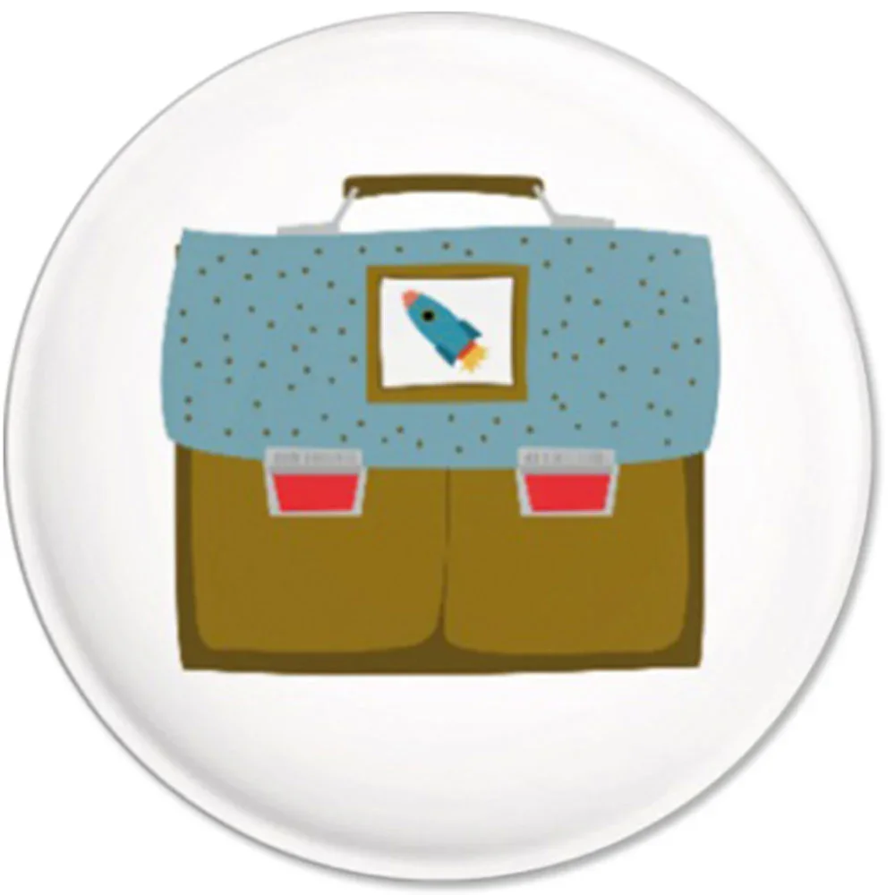 "Ava & Yves Bouton / badge enfant cartable bleu image"