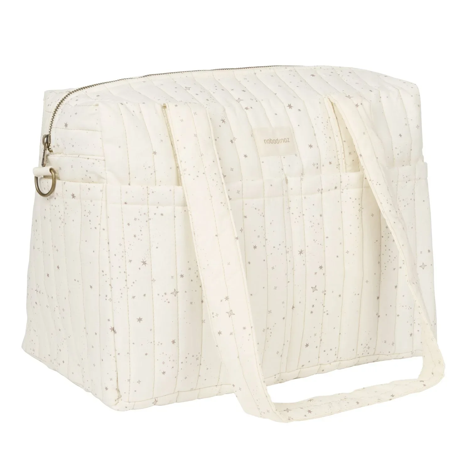 Nobodinoz STORIES Sac à langer pour poussette, 40 x 30 x 25 cm, Couleur : Voie lactée naturelle