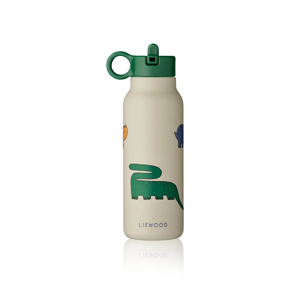 "Gourde pour enfant Liewood, Bouteille d'eau Falk 350 ml - Acier inoxydable recyclé, Isotherme, Anti-fuite, Couleur : Dinosaure / Brume image"