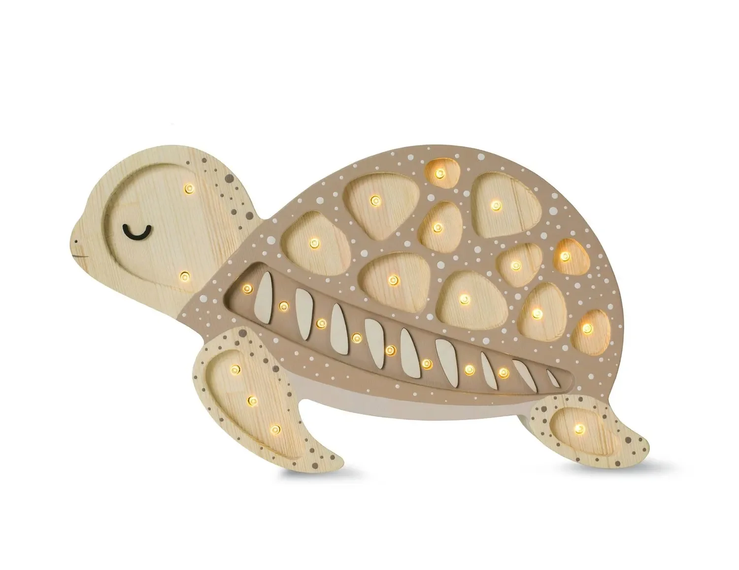 Little Lights Veilleuse enfant, Lampe de nuit Tortue - 100 % pin naturel, Couleur : Dune de sable