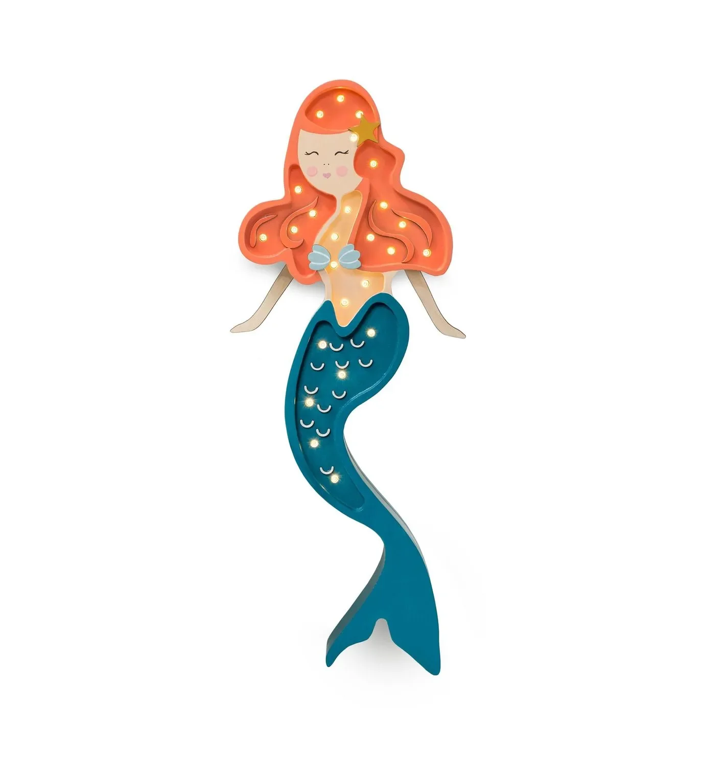 "Veilleuse Little Lights pour enfants, lampe de nuit Sirène – 100% pin naturel, couleur: Ariel image"