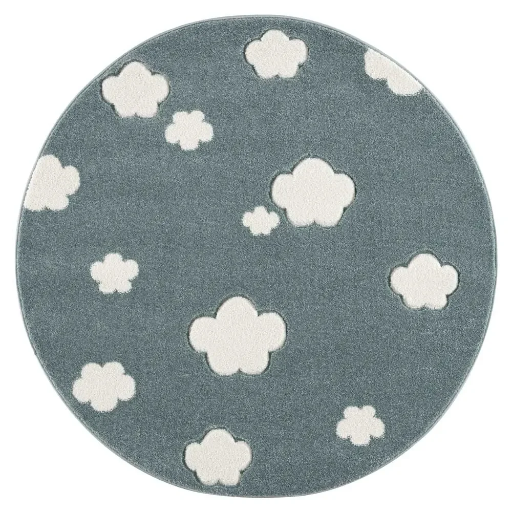 "Livone Tapis rond nuages menthe image"