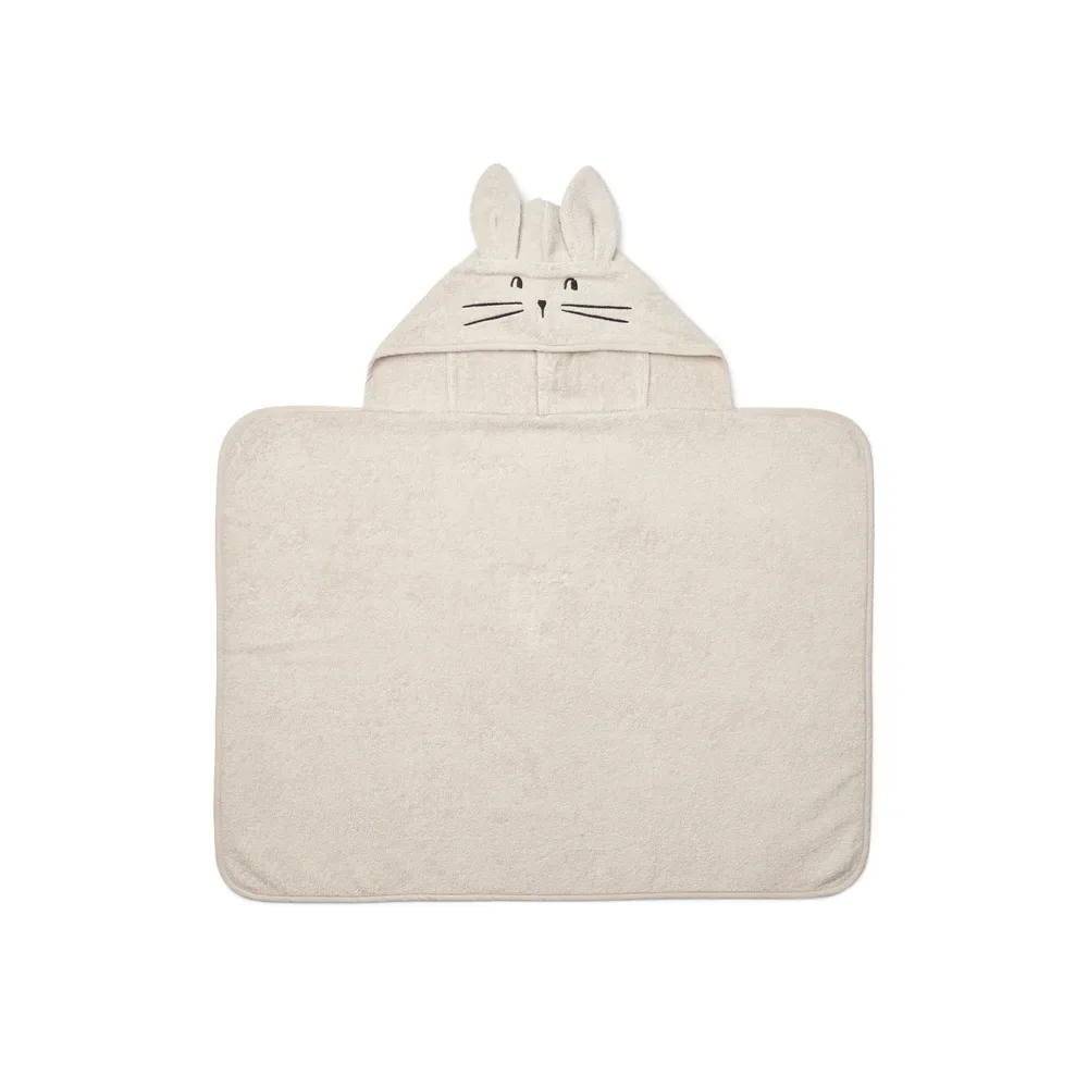 "Liewood serviette capuche bébé, serviette bébé Vilas Hase - ultra-douce, absorbante, oreilles d'animaux, parfaite après le bain, couleur : sable image"