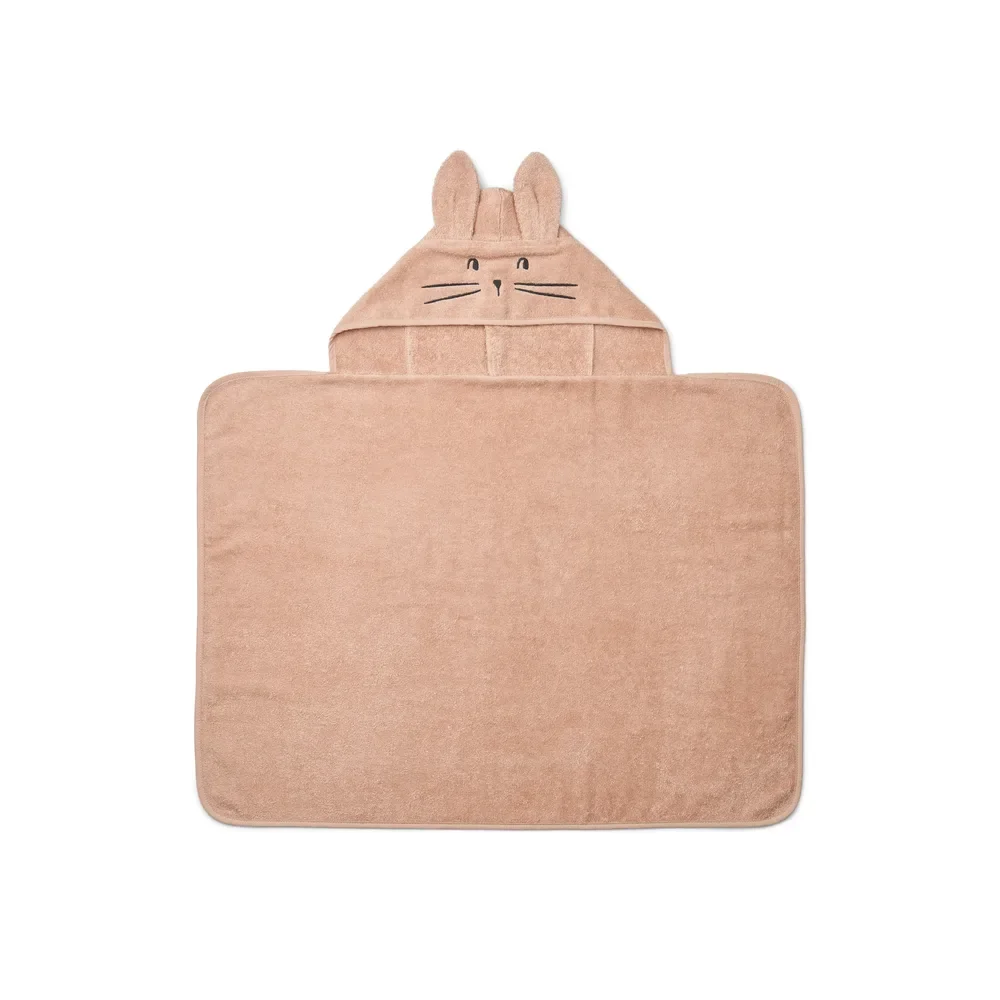 "Serviette bébé à capuche Liewood, serviette bébé Vilas Hase – Ultra-douce, absorbante, avec oreilles d'animaux, parfaite après le bain, Couleur : Toscane pâle image"