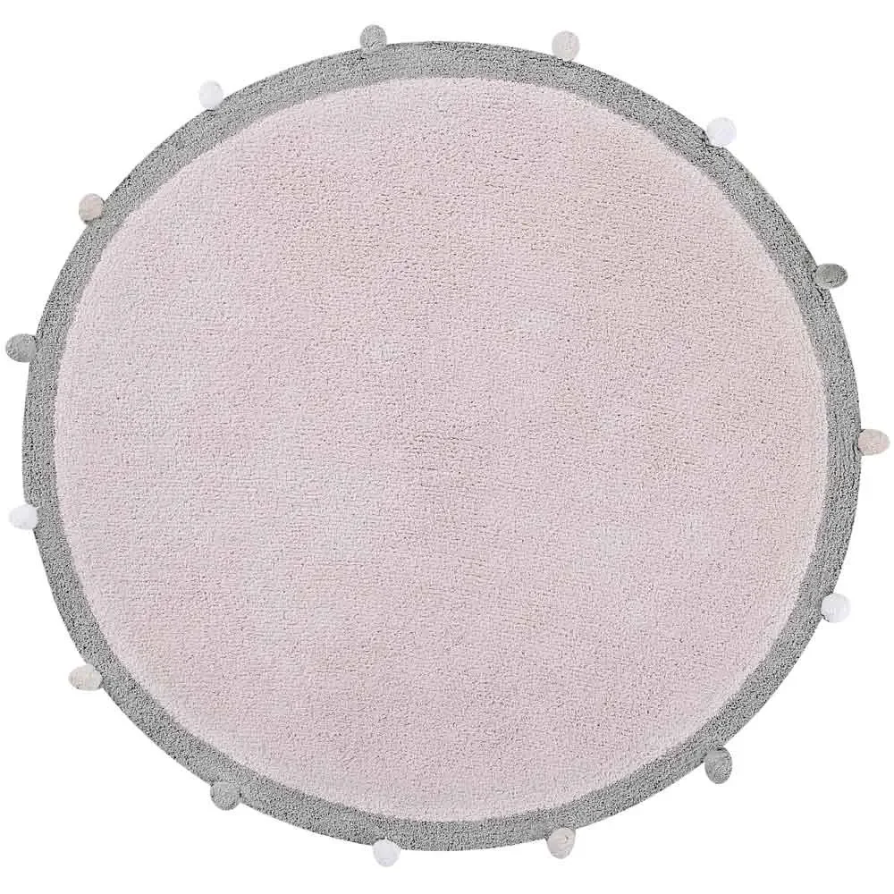 Lorena Canals tapis rond coton Bubbly rose