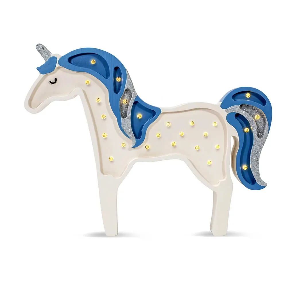 "little lights Led Decoration lampe enfant licorne bleu paillettes image"