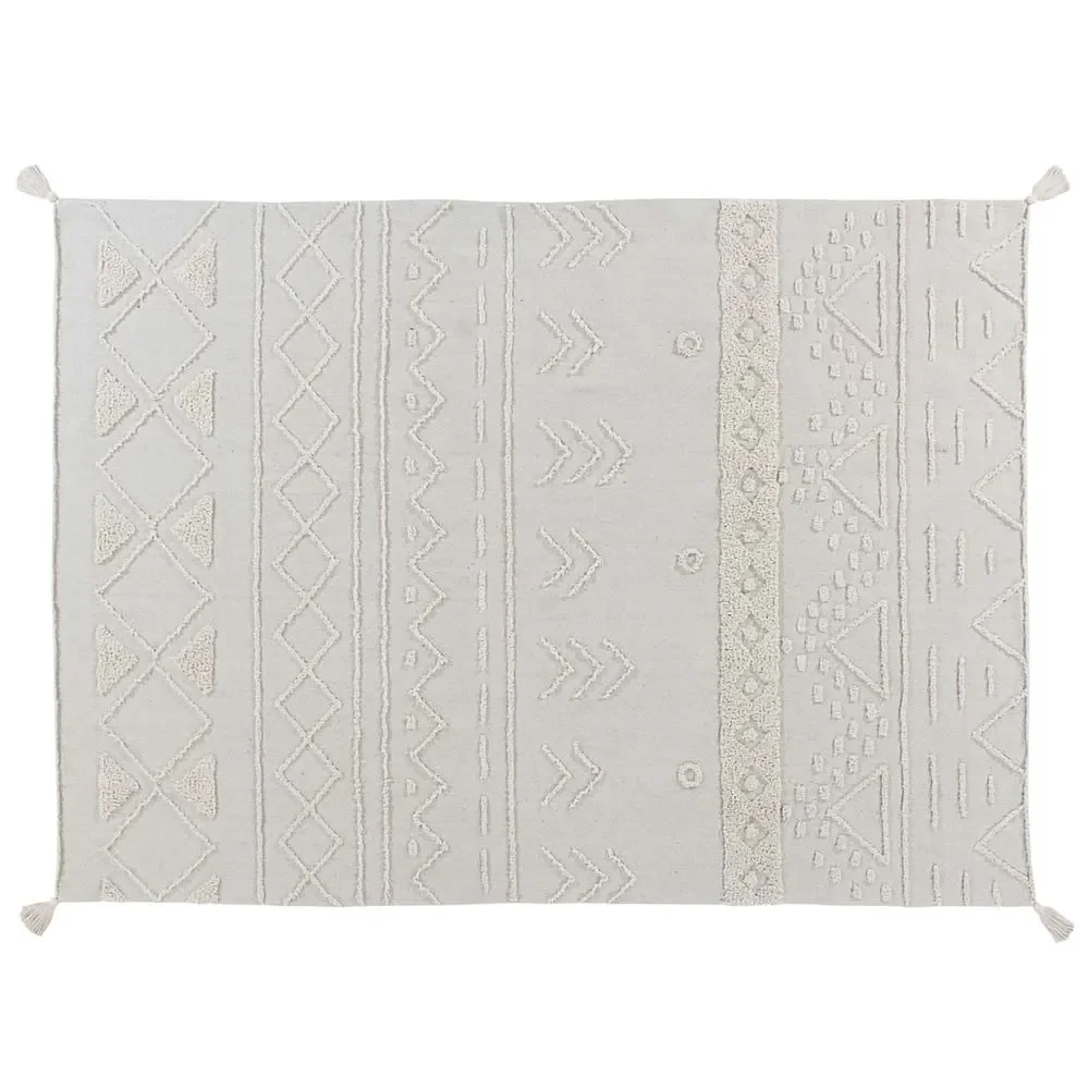"Lorena Canals Tapis en coton lavable "Tribu" nature, Taille de tapis: 170 x 200 cm image"