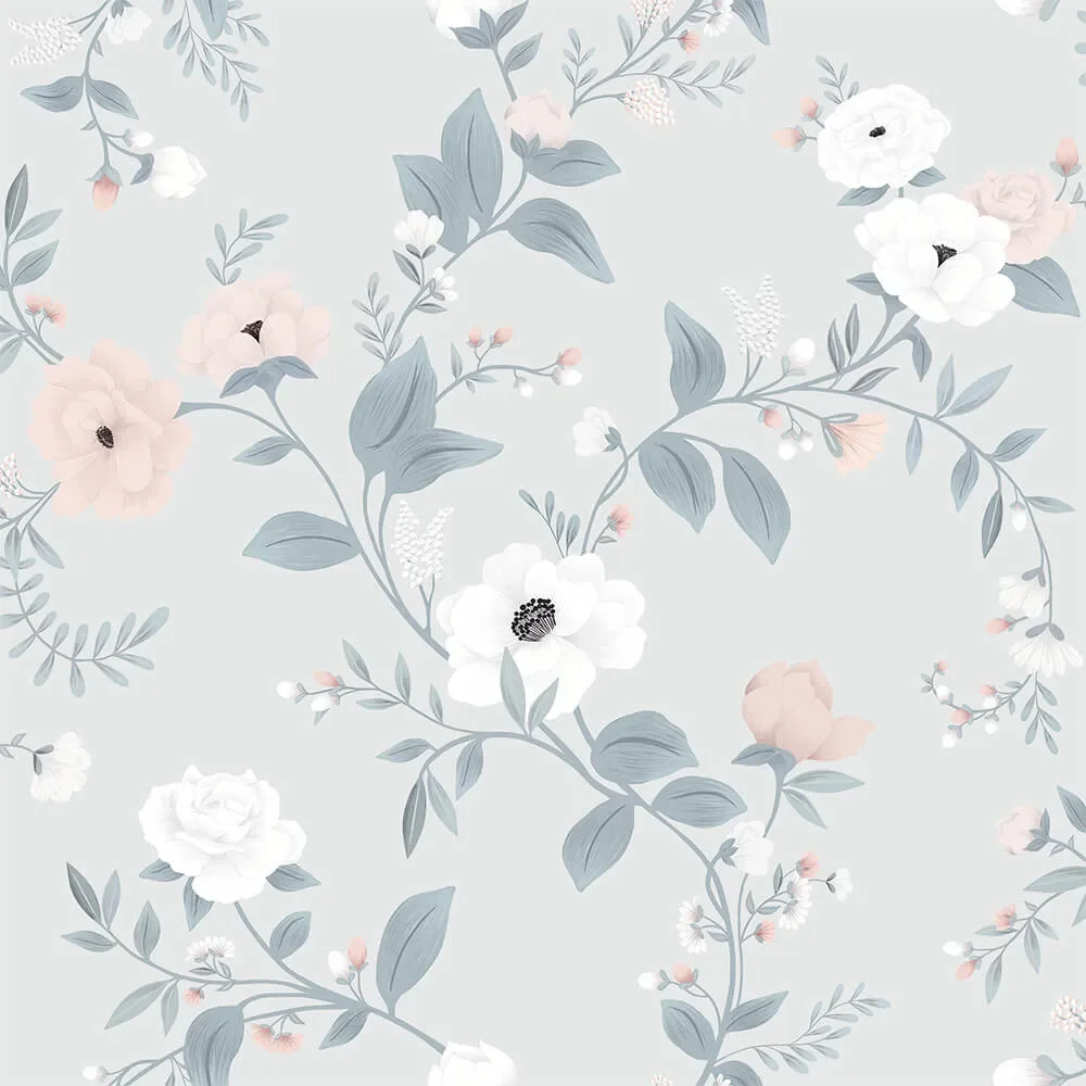 "Lilipinso Papier peint intissé Roses fleurs menthe image"