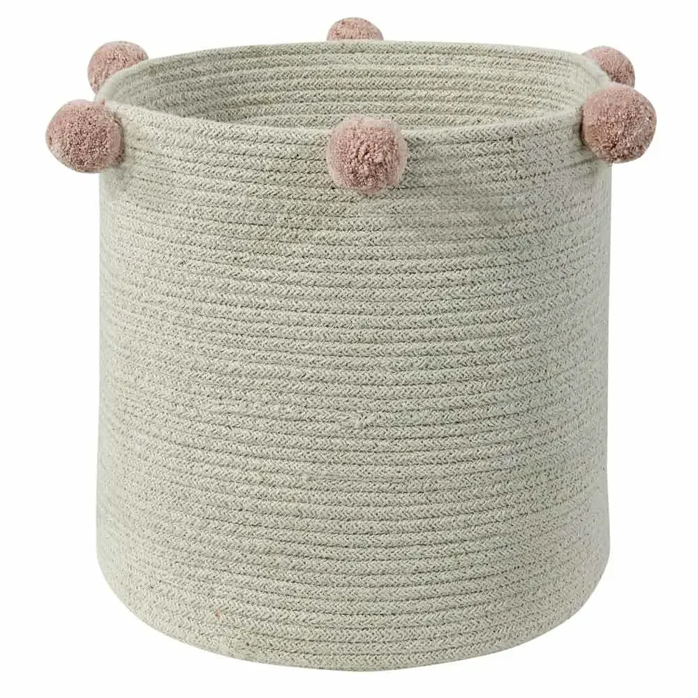 "Lorena Canals Panier de rangement Bubbly naturel Pom Poms rose image"