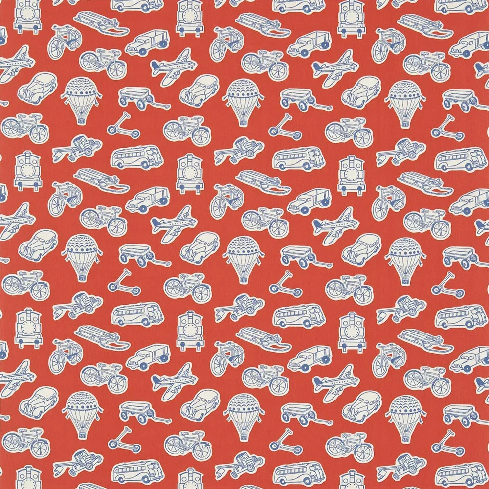 "Little Sanderson Abracazoo tissu à motifs ballons & véhicules rouge bleu image"