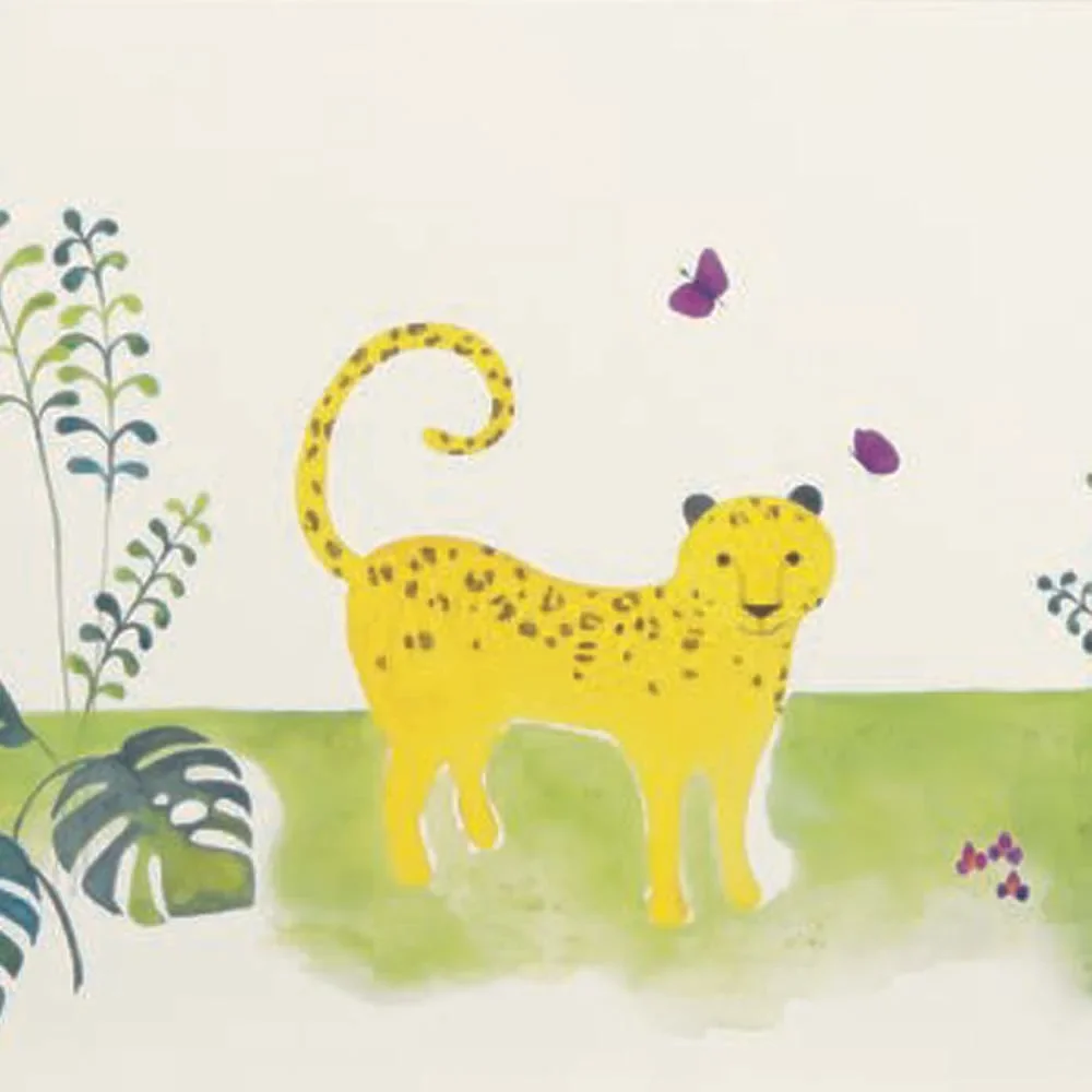 "Casadeco Alice & Paul bordure animaux de la jungle vert orange jaune image"