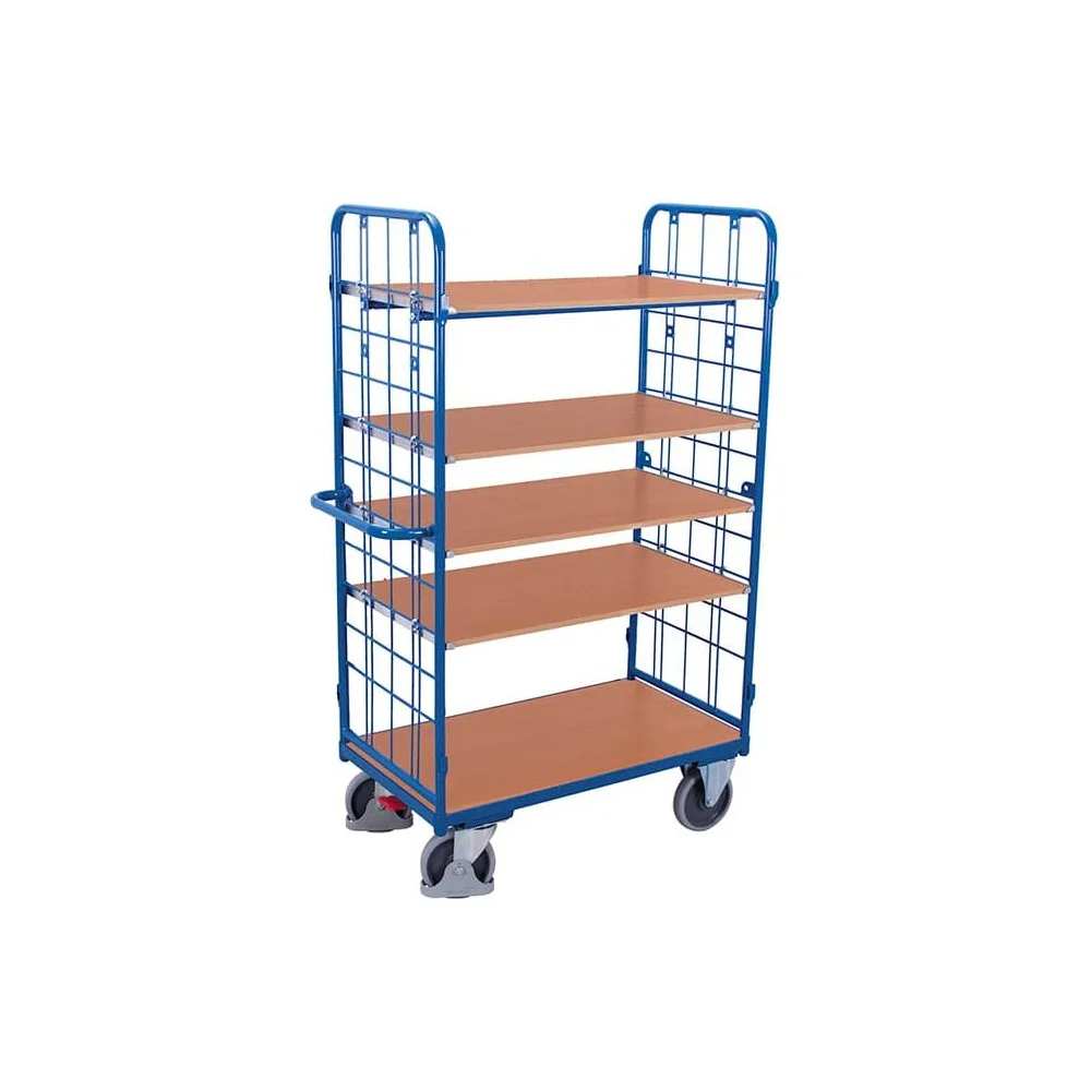"Chariot haut avec 2 parois grillagées + 5 étagères 500 kg capacité de charge Type XL + EasySTOP image"