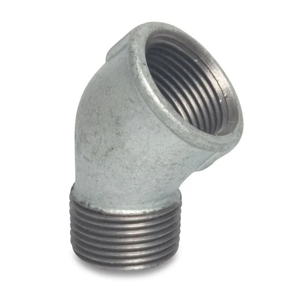 "Raccord fileté en fonte malléable coude 45° 1" IG x 1" AG image"