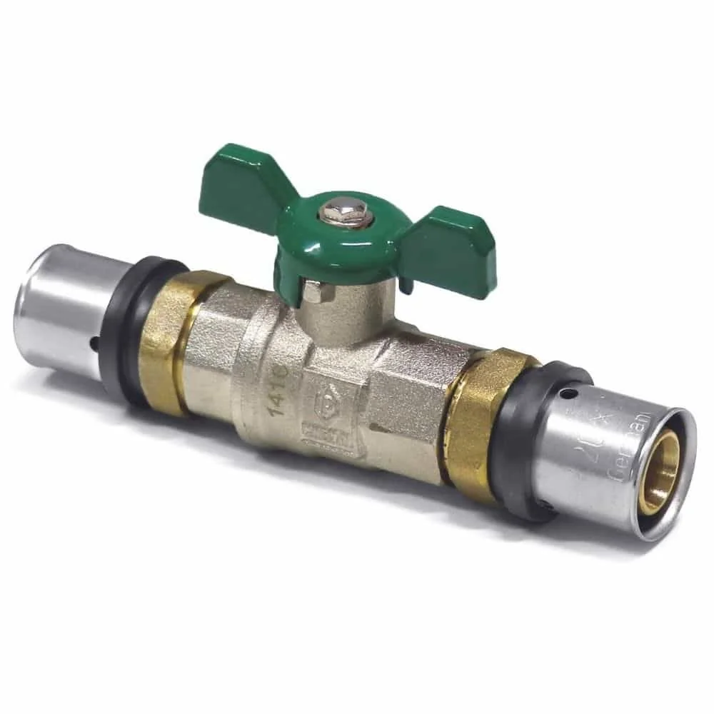 "Robinet à tournant sphérique à sertir 32mm, poignée papillon, vert, eau potable image"