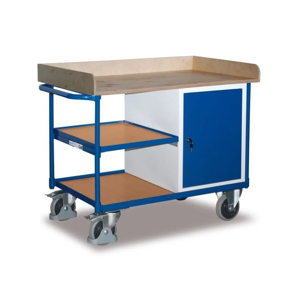 "Chariot d'atelier mobile, 3 plateaux, armoire, EasySTOP, 400 kg image"