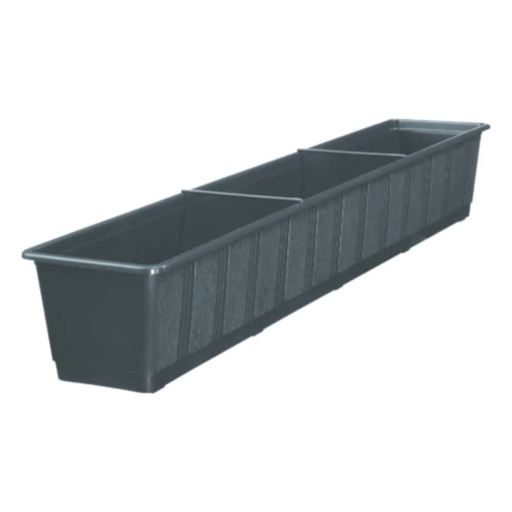 "Jardinière Balcon Anthracite 100 cm - Bac à Fleurs Plastique image"