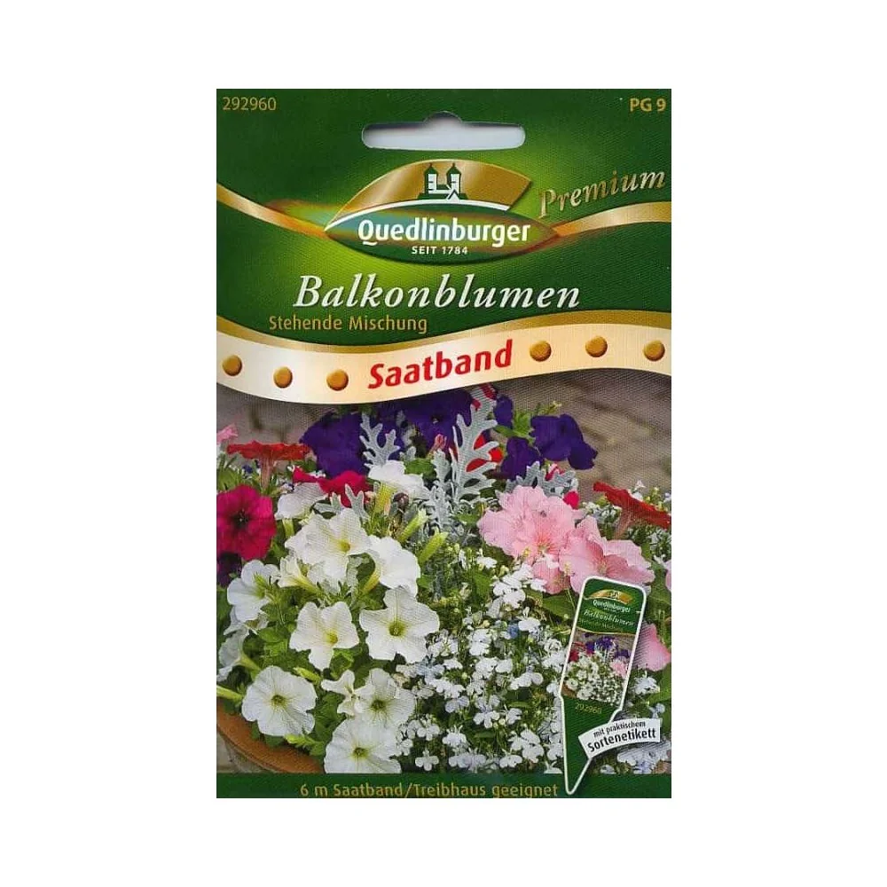 "Bande de semences de fleurs de balcon, mélange dressé image"