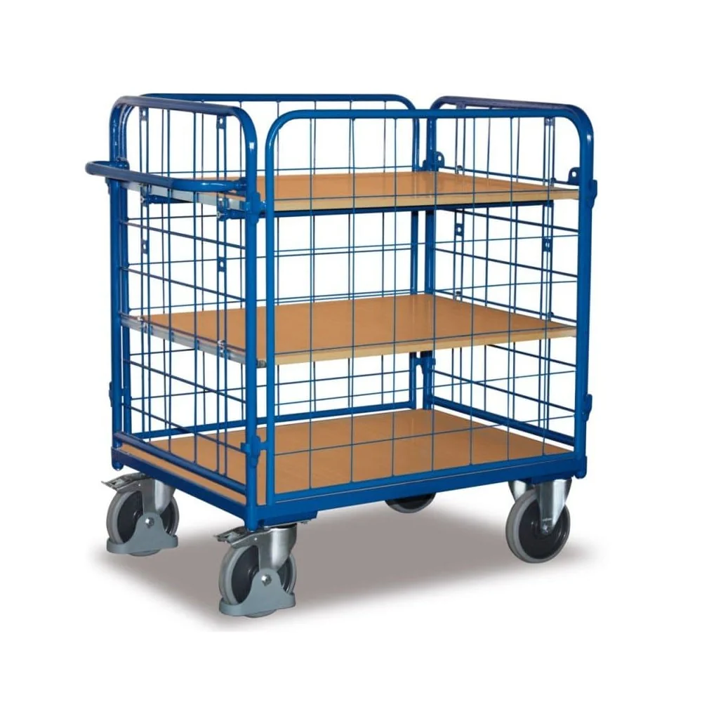 "Chariot à quatre parois avec 3 étagères Type M + EasySTOP image"