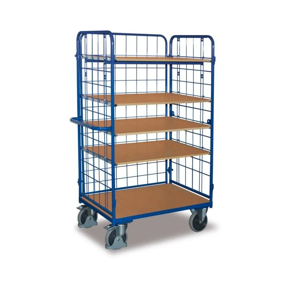 "Chariot à trois parois haut avec 5 étagères 500 kg capacité Type M + EasySTOP image"