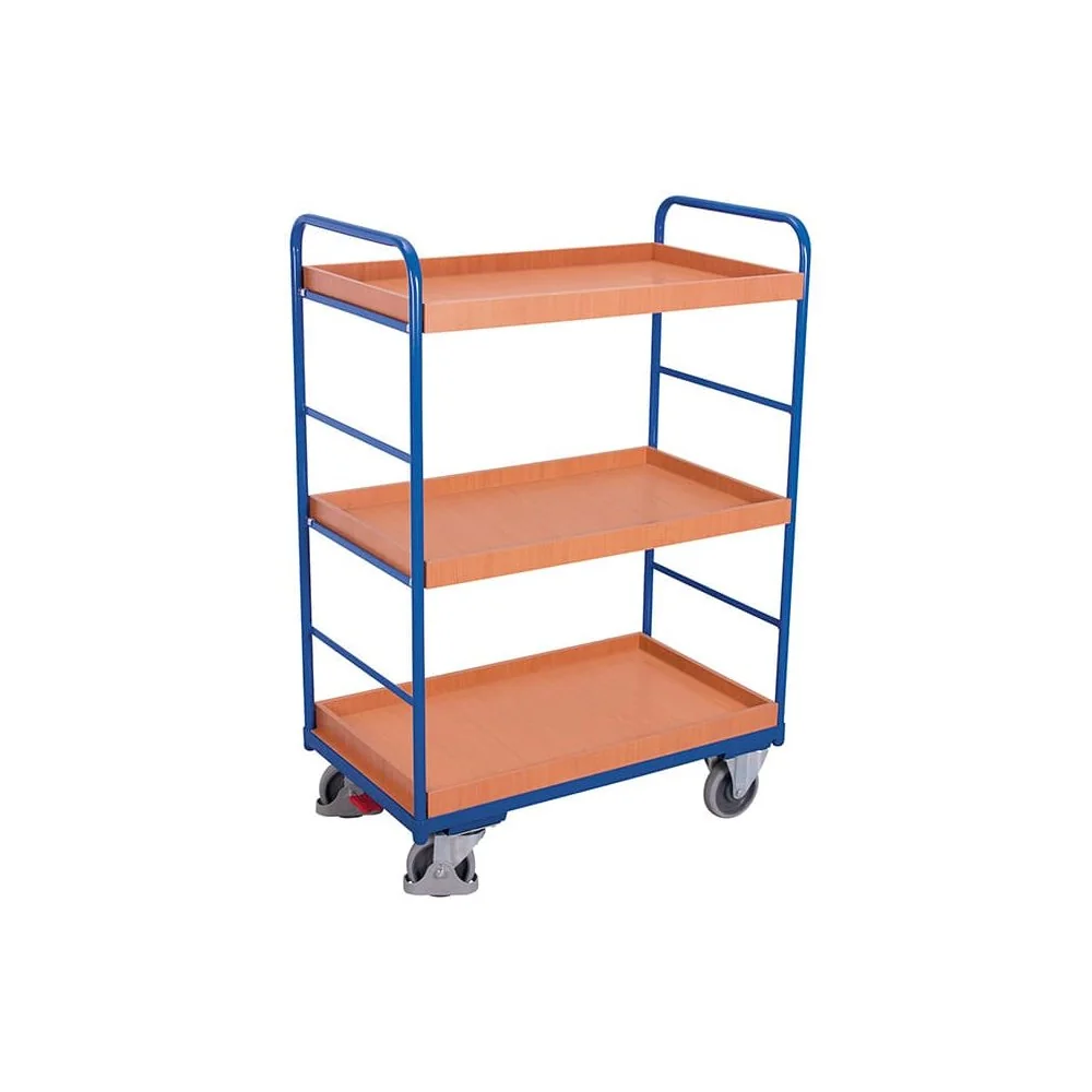 "Chariot à étagères haut 3 plateaux 250 kg capacité de charge Type XL + EasySTOP image"