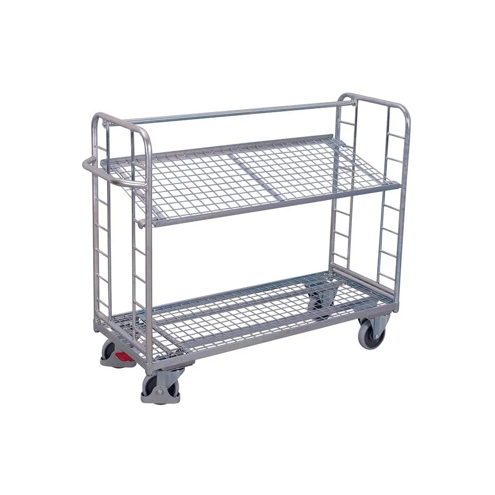 "Chariot à étages galvanisé, 2 plateaux grillagés, 250 kg, EasySTOP image"