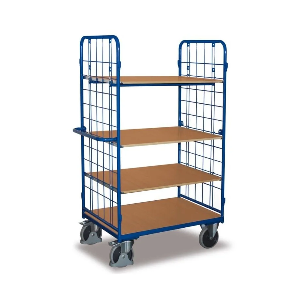 "Chariot de Transport Grillagé, Charge Lourde 400kg, 4 Étagères image"
